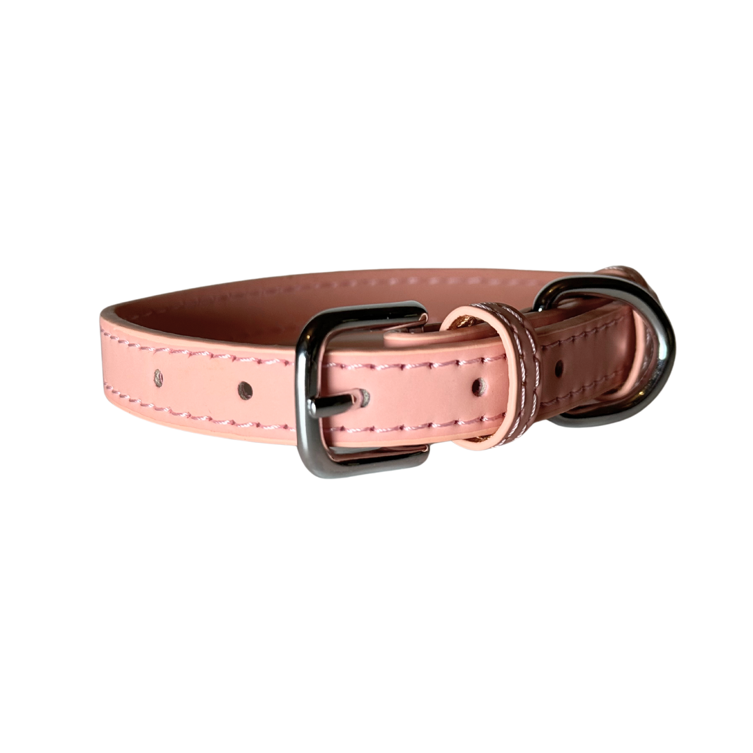 Pink leather cat collar