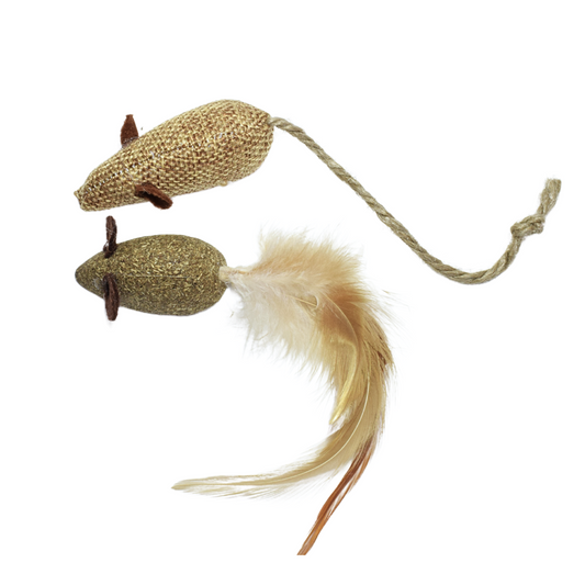 World of Pets Silver Vine & Hessian Natural Mouse Toys