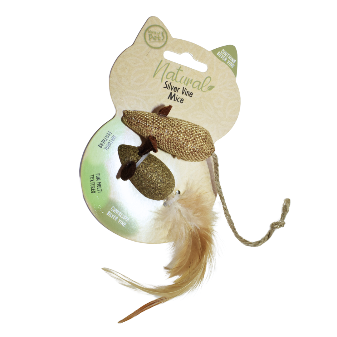 World of Pets Silver Vine & Hessian Natural Mouse Toys